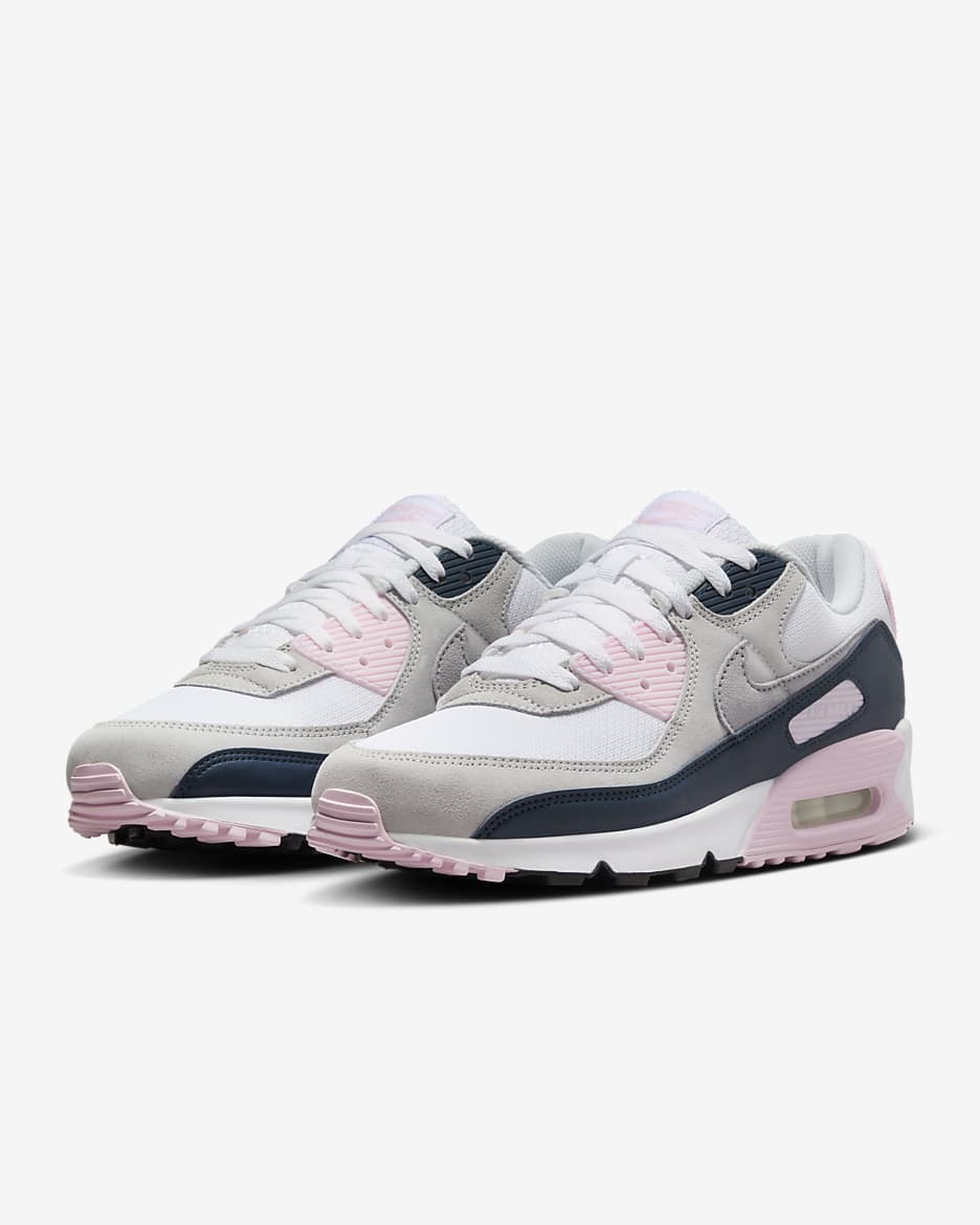 รองเท้าผู้ชาย Nike Air Max 90 - ขาว/Pink Foam/Armory Navy/Wolf Grey