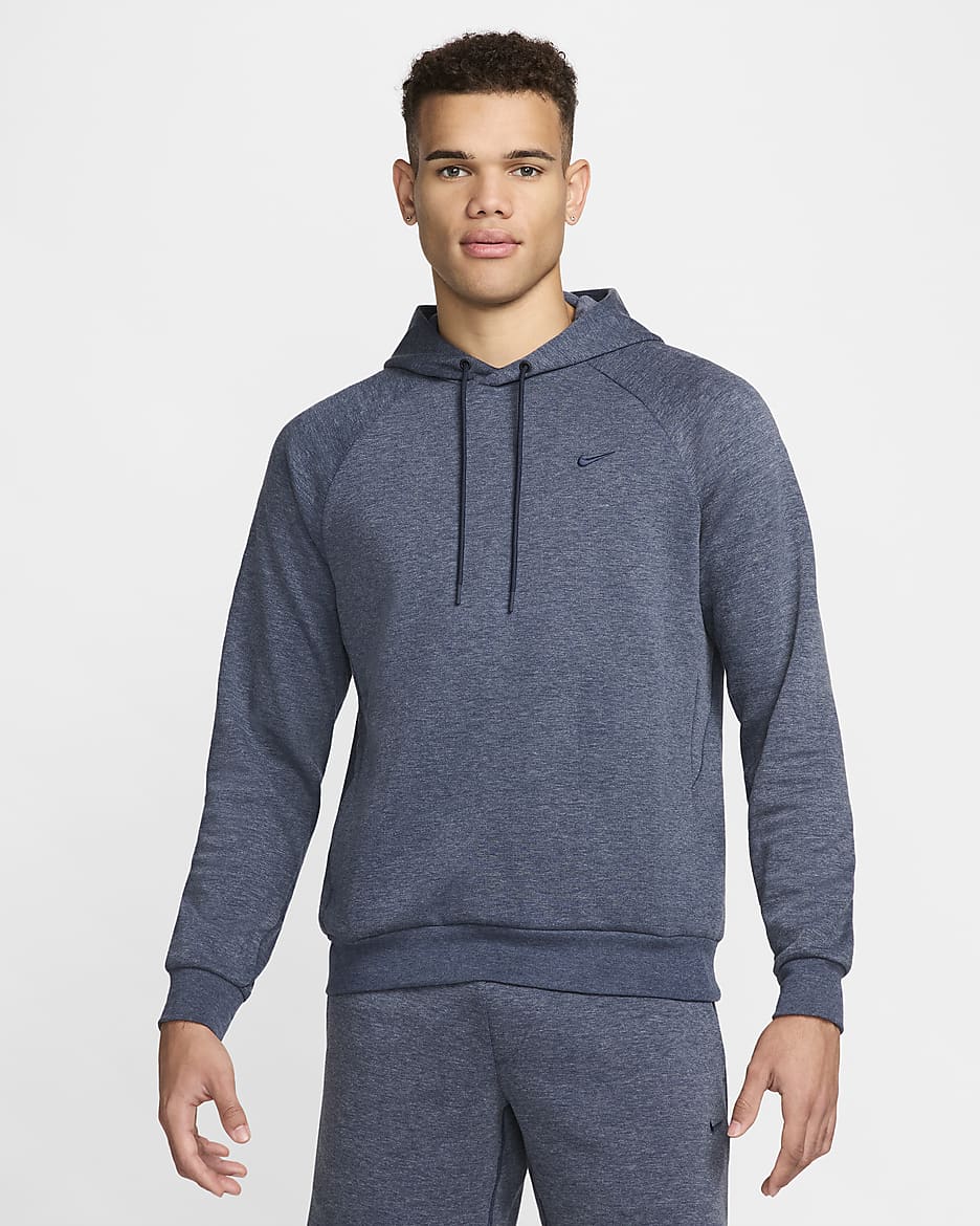Nike Primary Fleece Men's Dri-FIT UV Pullover Performance Hoodie - Obsidian/Heather/Obsidian
