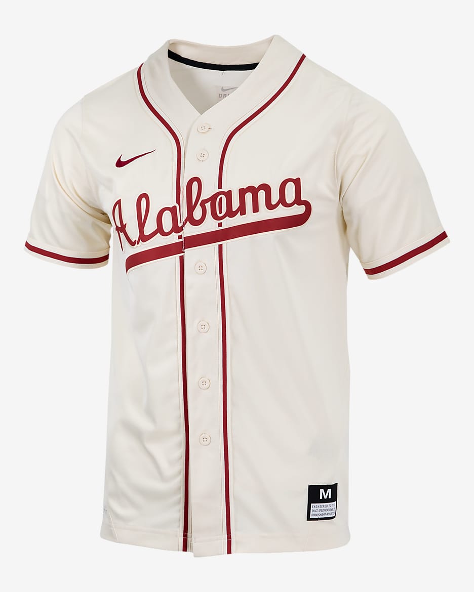 Alabama Men's Nike College Replica Baseball Jersey - Natural