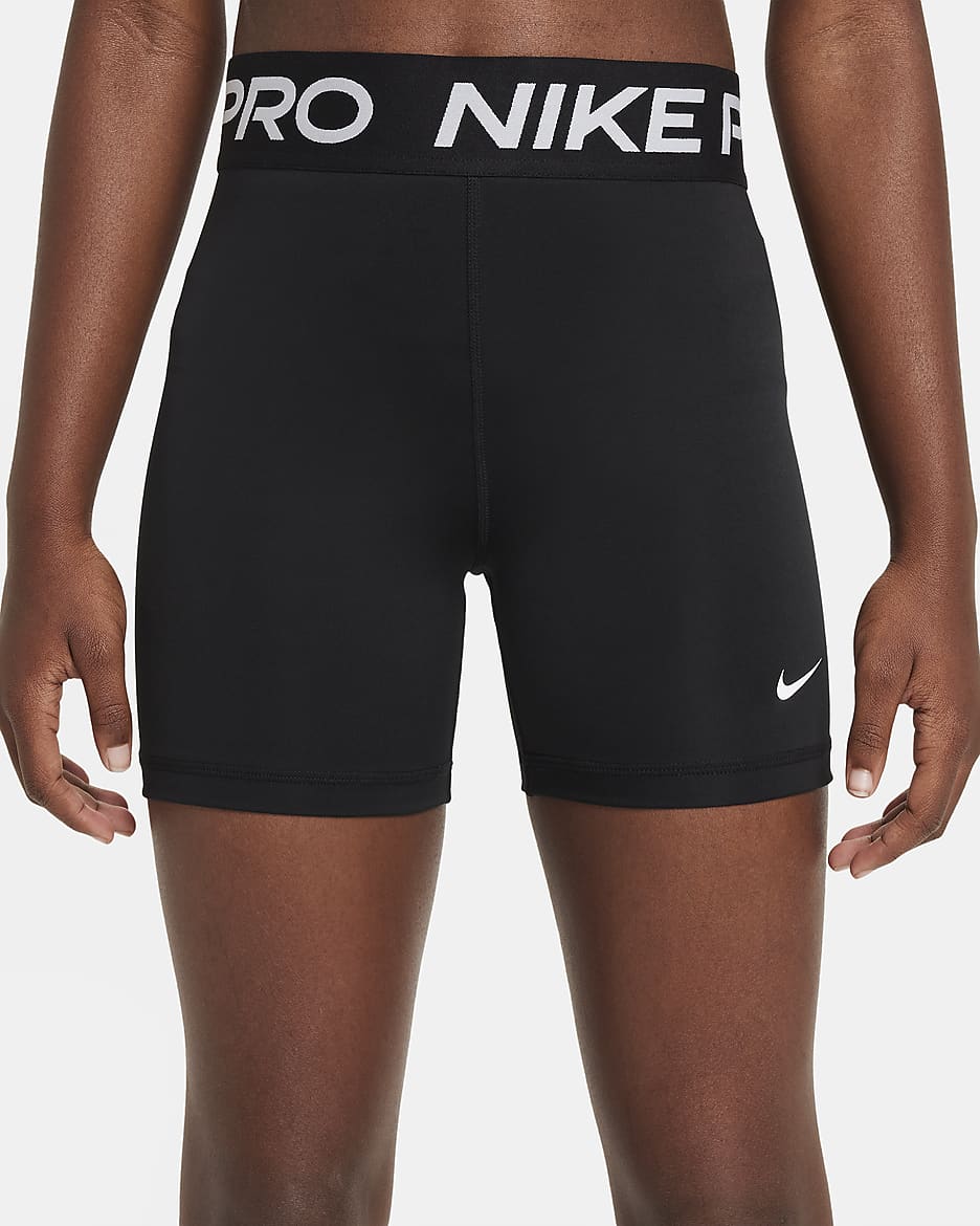 Σορτς Nike Pro για μεγάλα κορίτσια - Μαύρο/Λευκό