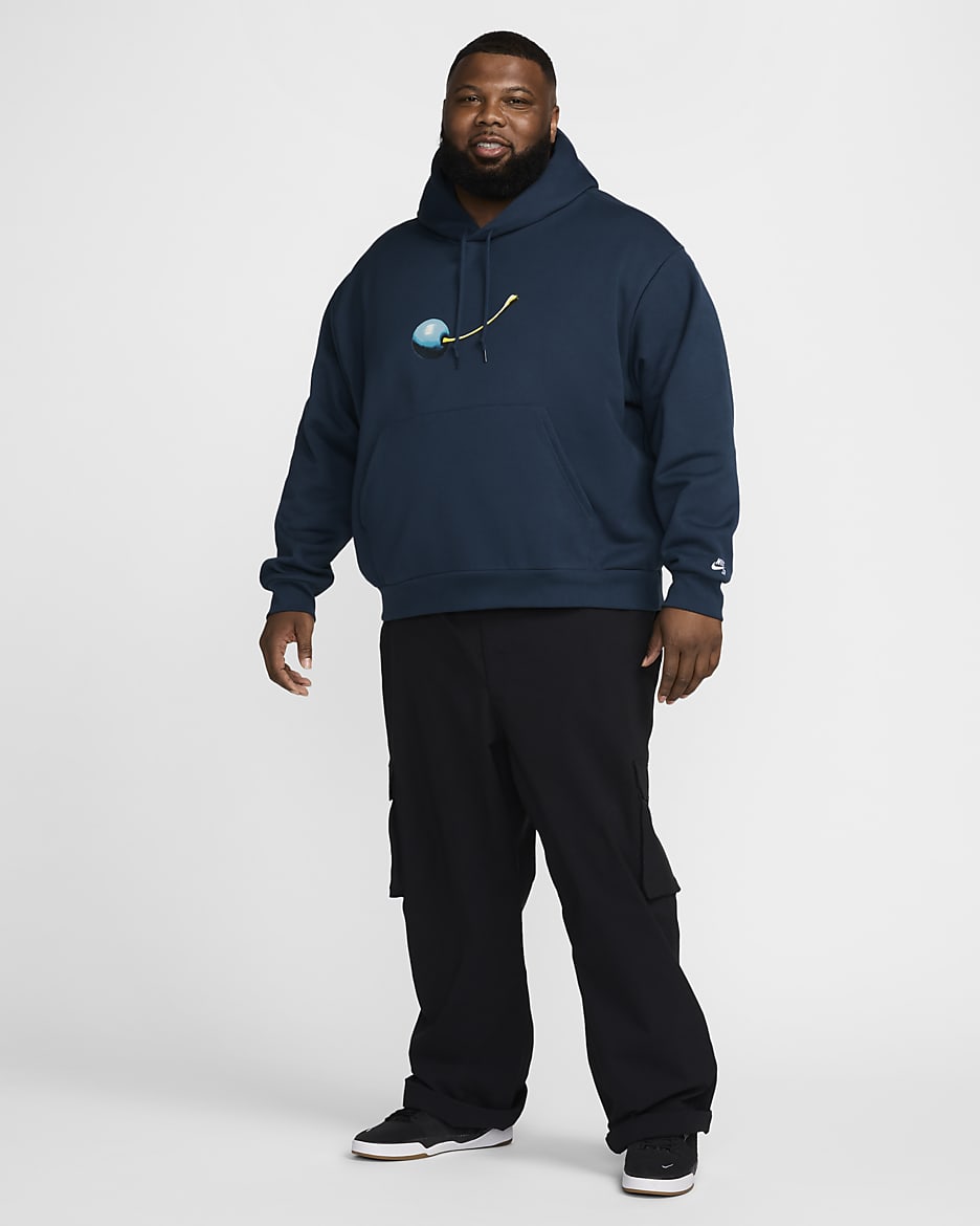 Nike SB Fleece Pullover Skate Hoodie - Armoury Navy/White