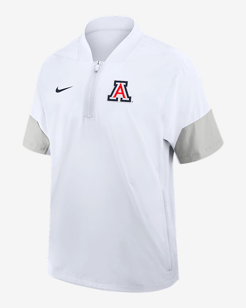 Arizona Sideline Coach Men's Nike College 1/2-Zip Short-Sleeve Hooded Jacket - White