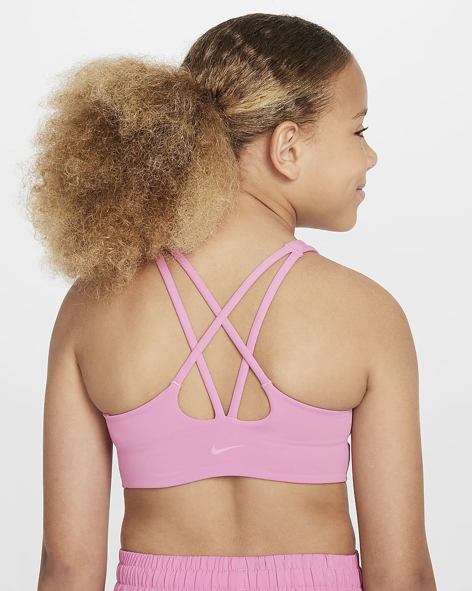 Nike One Big Kids' (Girls') Long-Line Sports Bra - Magic Flamingo/White