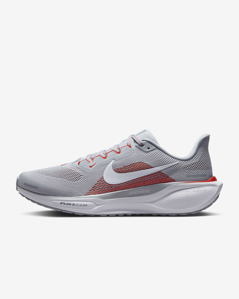 Tenis de correr en pavimento universitarios Nike para hombre Arkansas Pegasus 41 - Gris lobo/Blanco/Carmesí team/Blanco