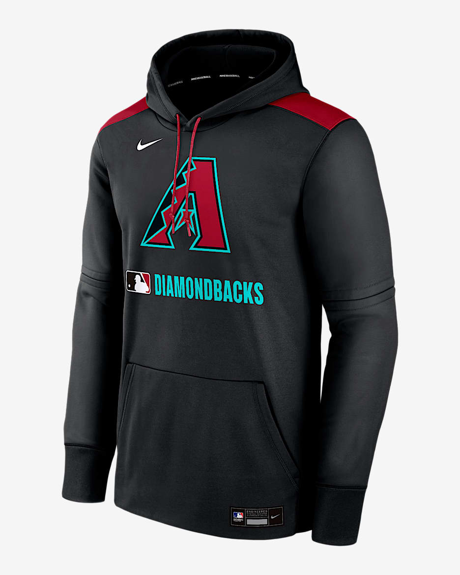 Arizona Diamondbacks Authentic Collection Men's Nike Therma MLB Pullover Hoodie - Black