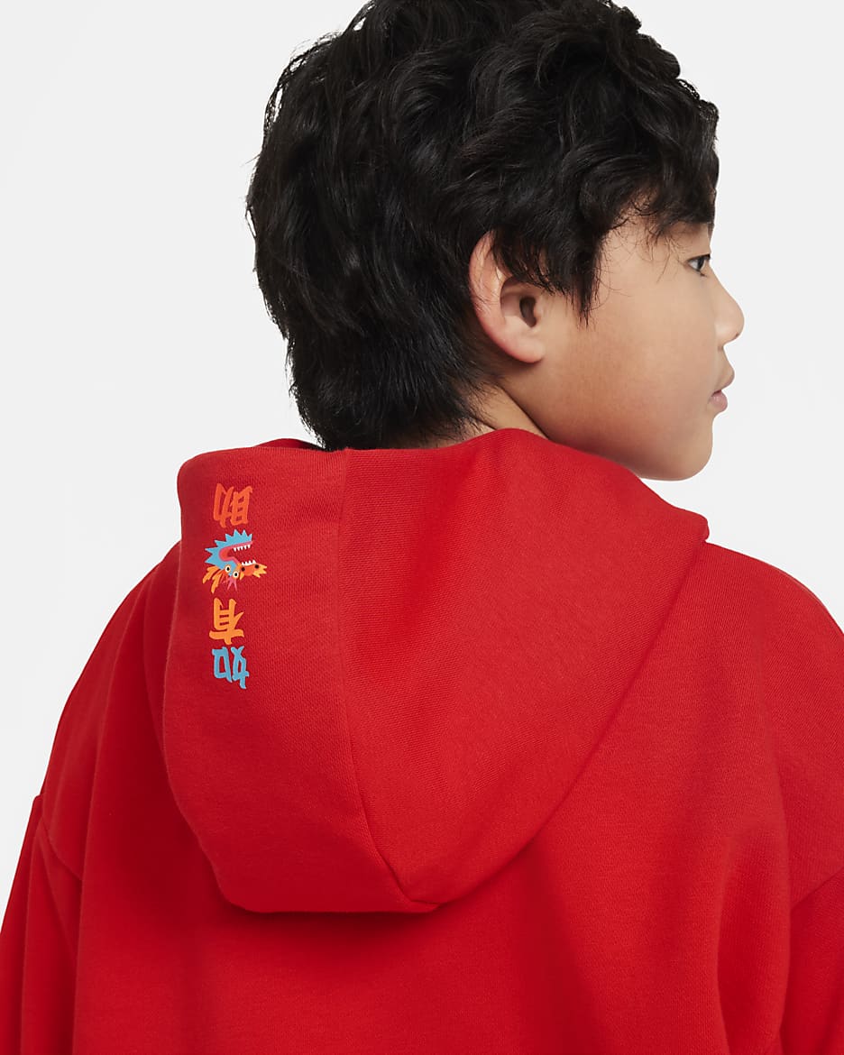 Nike Sportswear Icon Fleece "Lunar New Year" Big Kids' Hoodie - University Red