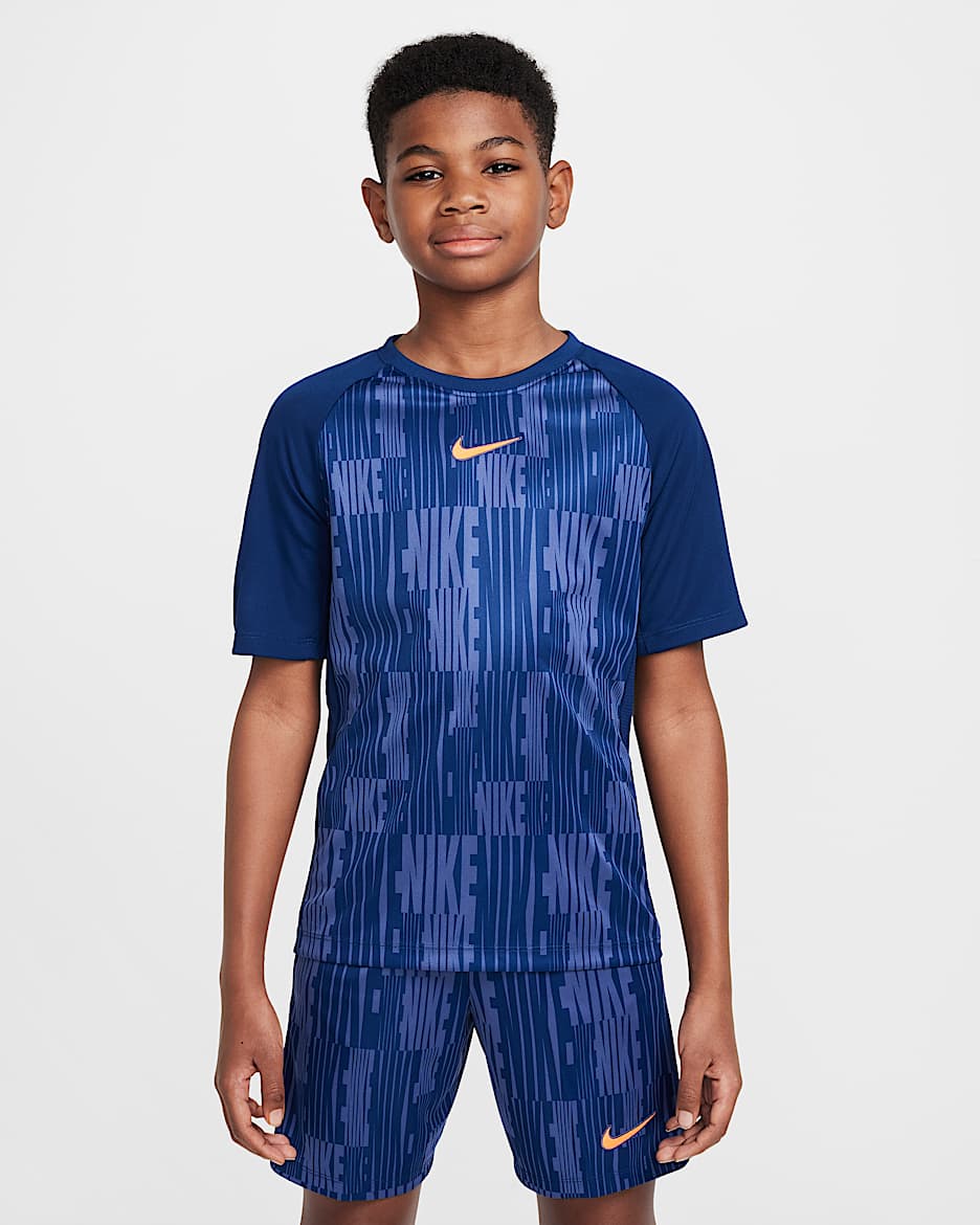 ナイキ アカデミー ジュニア Dri-FIT ショートスリーブ サッカートップ - ブルーボイド/ブルーボイド/オレンジパルス