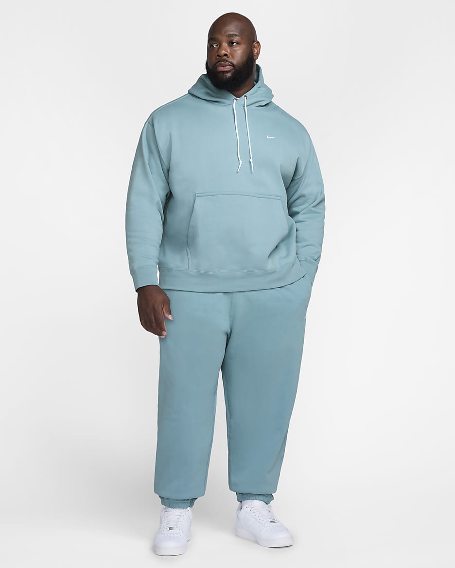 Felpa pullover in fleece con cappuccio Nike Solo Swoosh – Uomo - Denim Turquoise/Bianco