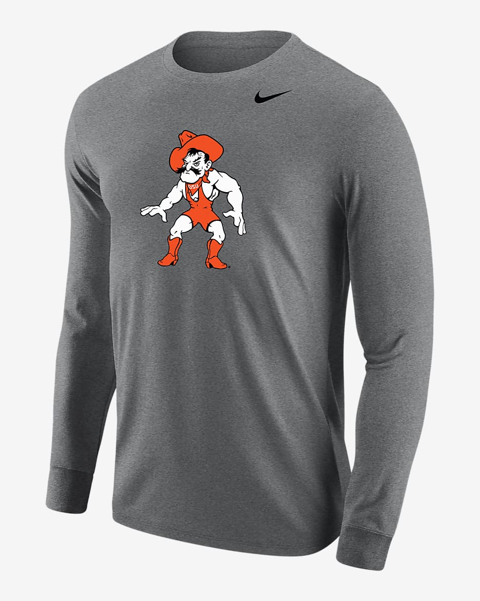 Oklahoma State Men's Nike College Wrestling Long-Sleeve T-Shirt - Dark Grey Heather
