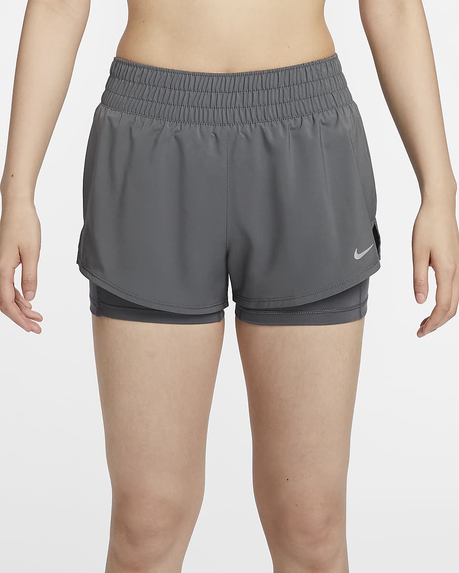 Nike Dri-FIT One Women's Mid-Rise 8cm (approx.) 2-in-1 Shorts - Iron Grey