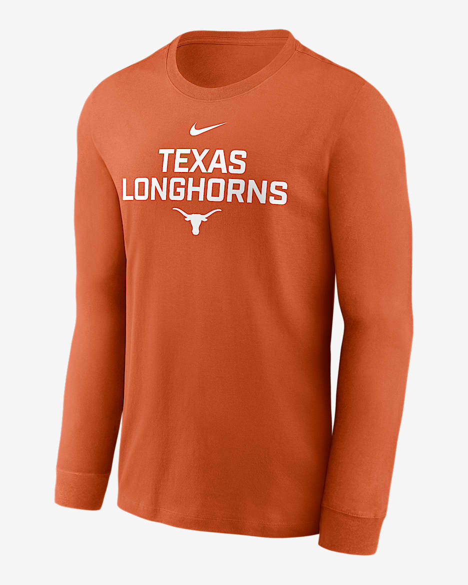 Texas Sideline Men's Nike Dri-FIT College Long-Sleeve T-Shirt - Burnt Orange