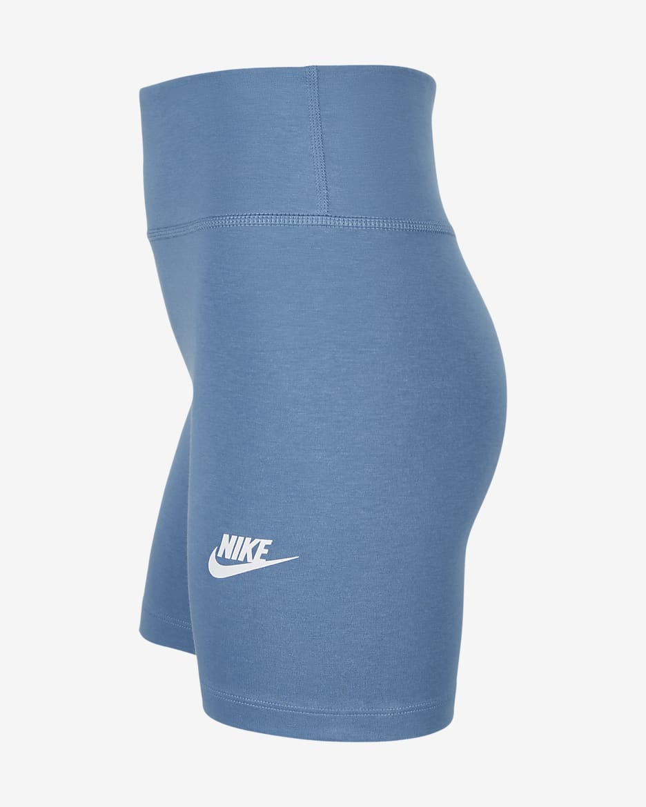 Nike Sportswear Classic Girls' High-Waisted 12.5cm (approx.) Biker Shorts - Aegean Storm/White