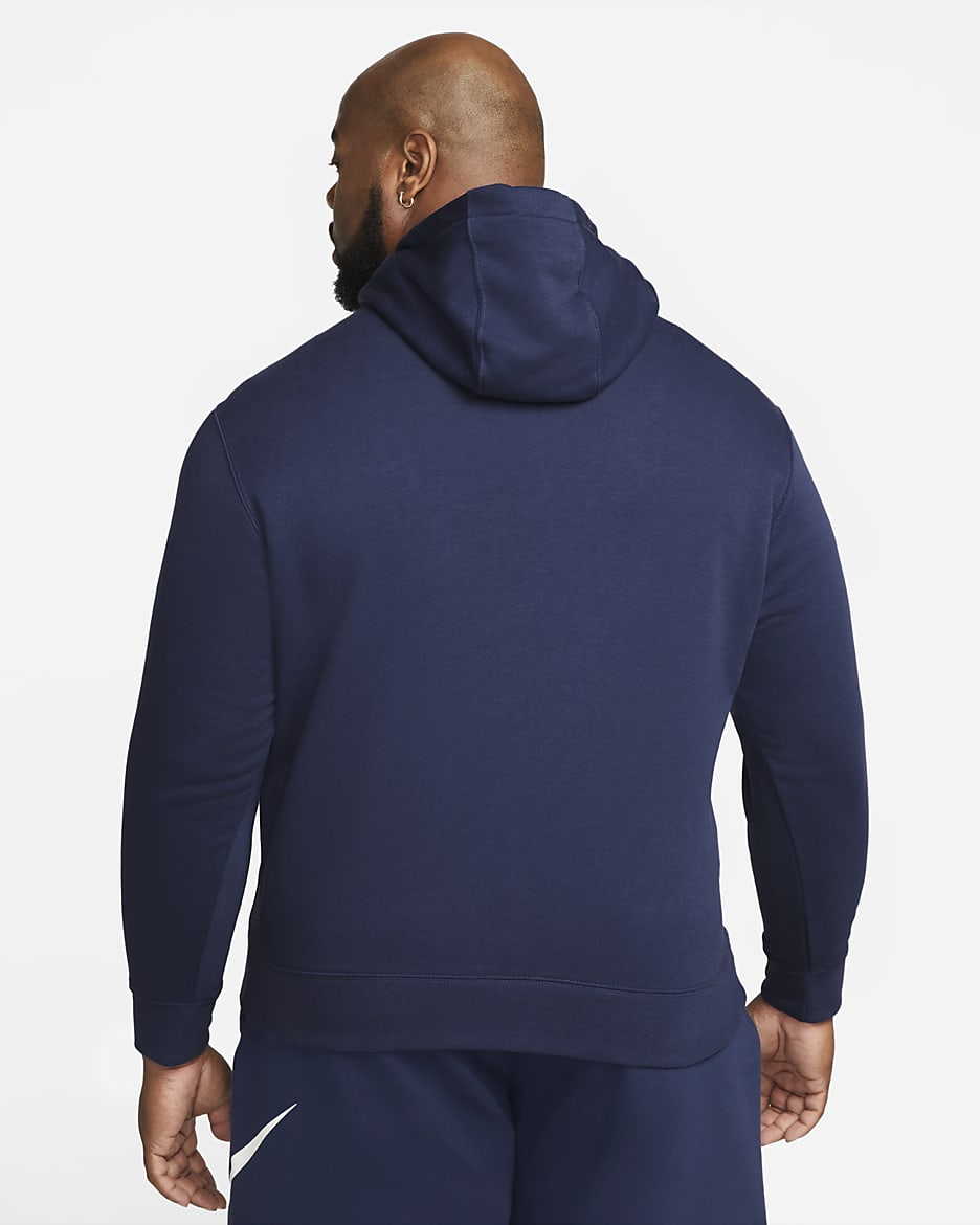 Nike Sportswear Club Fleece Hoodie met rits voor heren - Midnight Navy/Midnight Navy/Wit