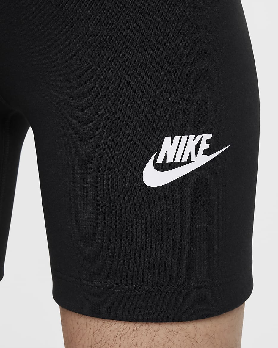 Nike Sportswear Classic Girls' High-Waisted 12.5cm (approx.) Biker Shorts - Black/White