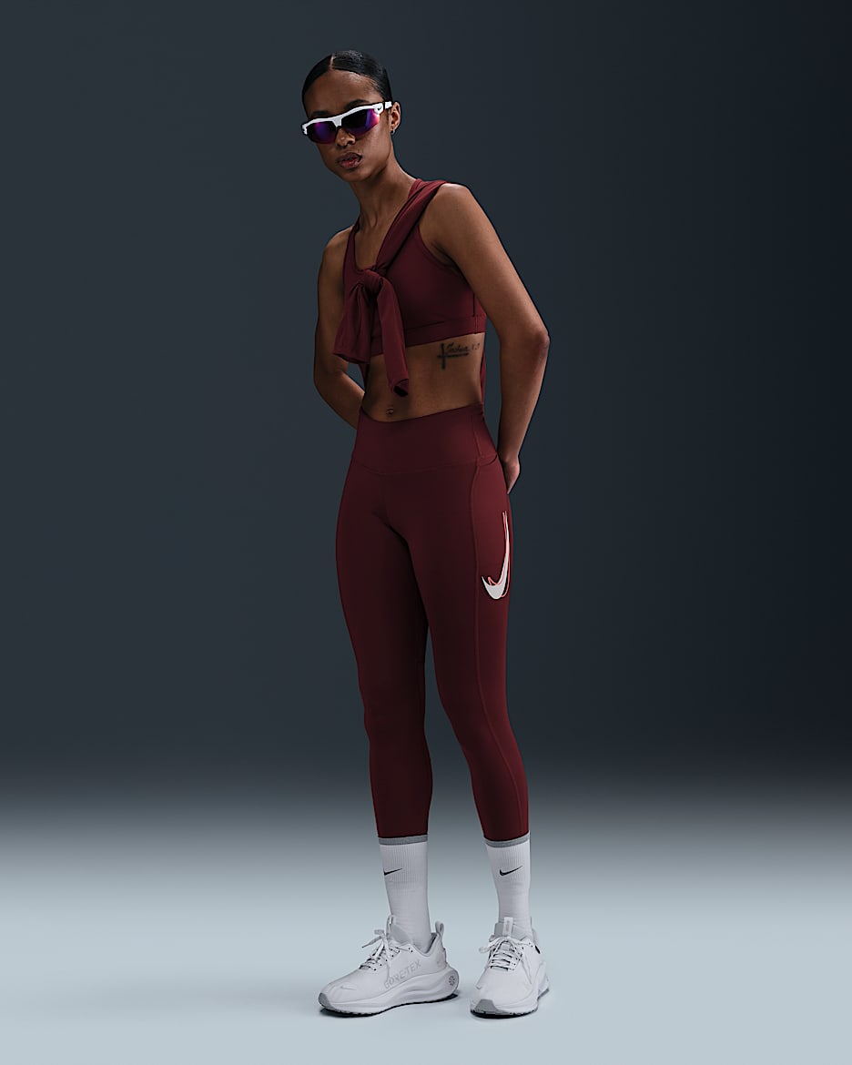 Nike Fast Women's Mid-Rise 7/8 Leggings - Dark Team Red