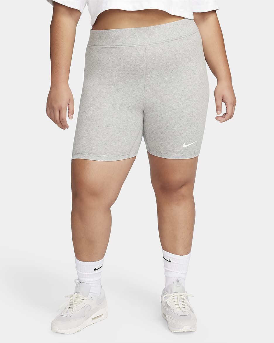 Nike Sportswear Classic Women's High-Waisted 8" Biker Shorts (Plus Size) - Dark Grey Heather/Sail