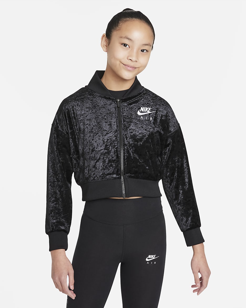 เสื้อแจ็คเก็ตเอวลอยเด็กโต Nike Air (หญิง) - ดำ/ขาว