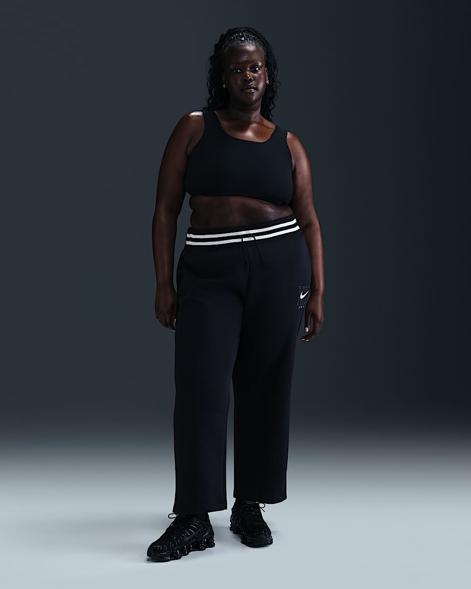 Pants con gráfico de tiro alto y pierna amplia para mujer Nike Sportswear Phoenix Fleece (talla grande) - Negro