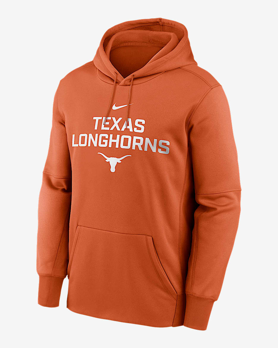 Texas Team Stacked Men’s Nike Therma College Pullover Hoodie - Burnt Orange