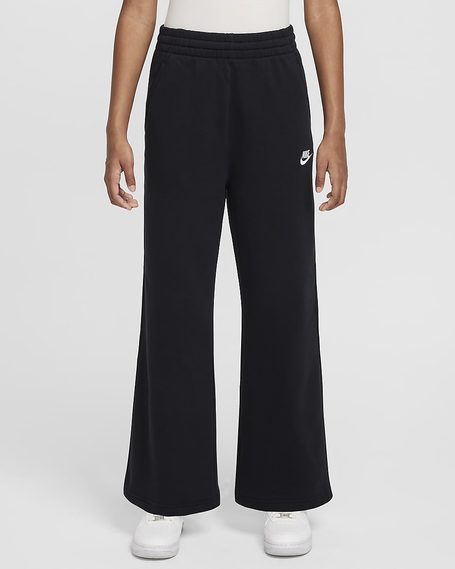Nike Sportswear Club Fleece Girls' Wide-Leg Trousers - Black/Black/White