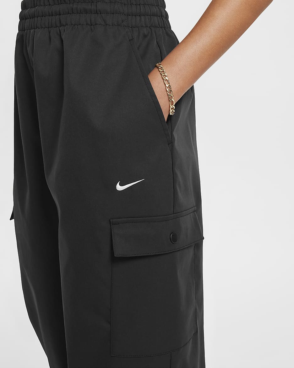 Nike Sportswear Girls' Cargo Trousers - Black/White