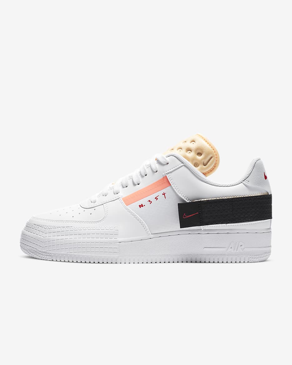 Nike AF1-Type Men's Shoe - White/Black/Melon Tint/Habanero Red