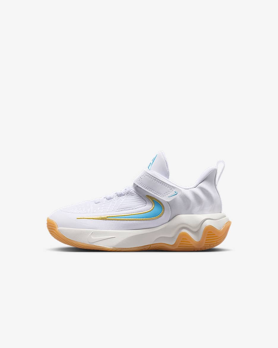 Giannis Immortality 4 Younger Kids' Shoes - White/Team Gold/Gum Yellow/Aquarius Blue