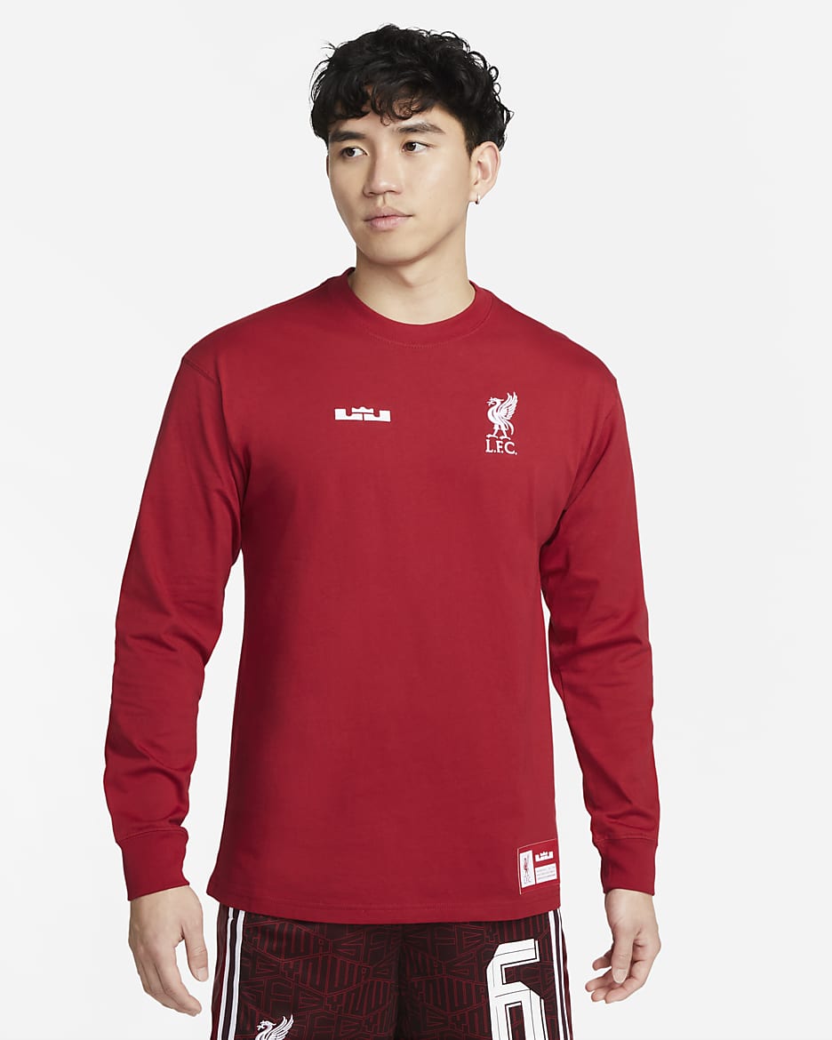 LeBron x Liverpool F.C. Men's Nike Long-Sleeve Max90 T-Shirt - Tough Red
