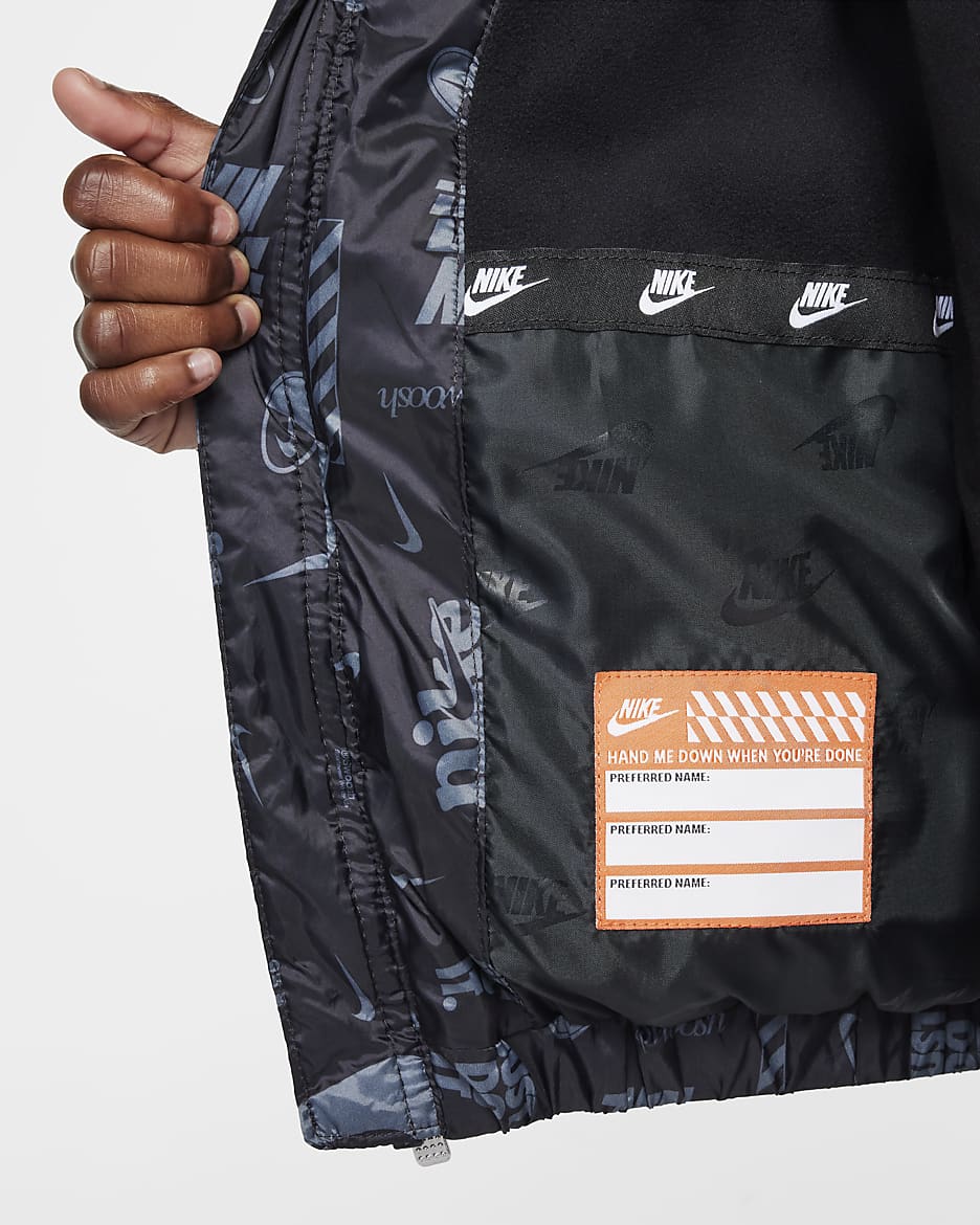 Nike DNA Puffer-Jacke mit Logo (jüngere Kinder) - Schwarz