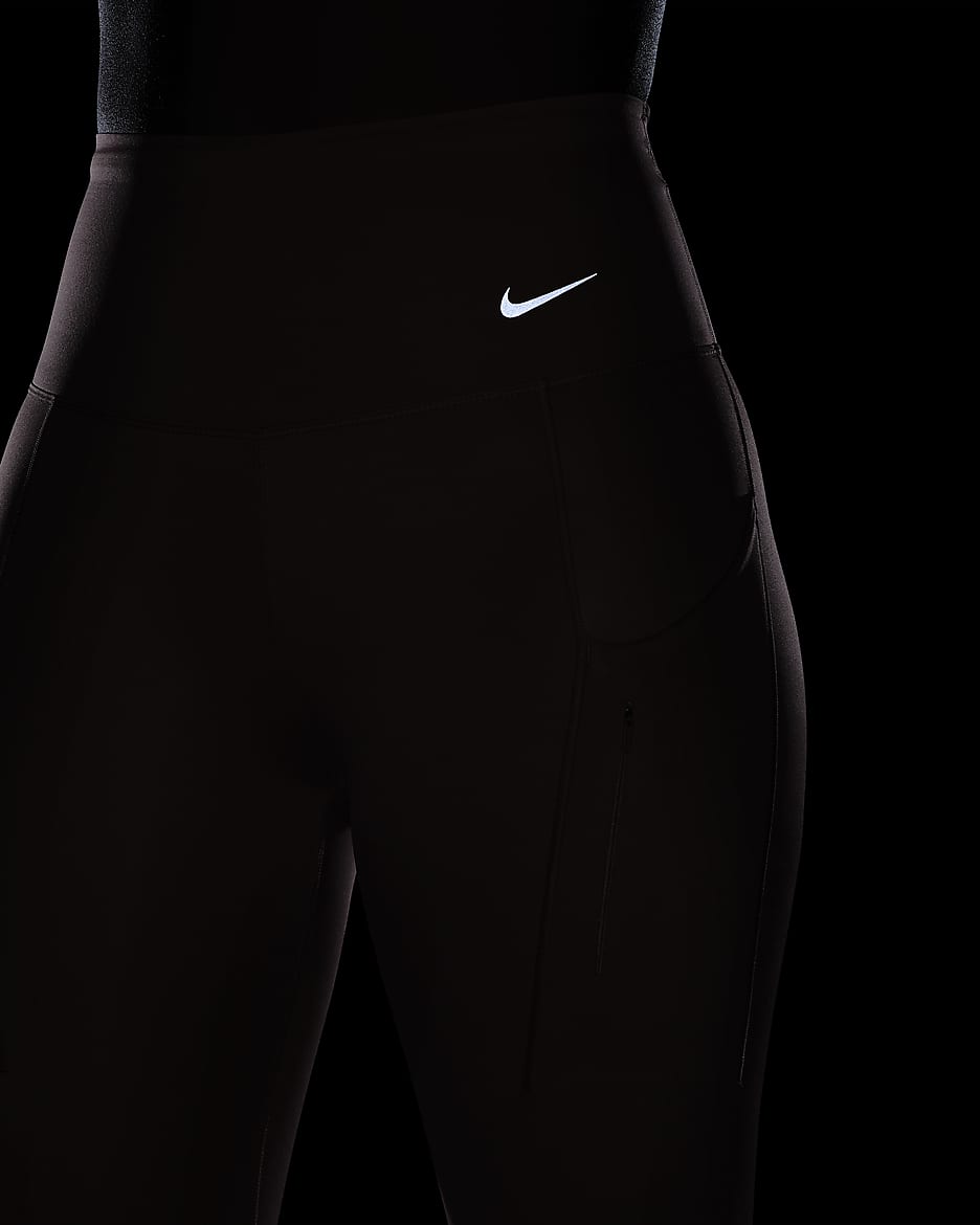 Leggings de tiro alto de 7/8 de sujeción firme con bolsillos para mujer Nike Go - Rosa cañón/Negro