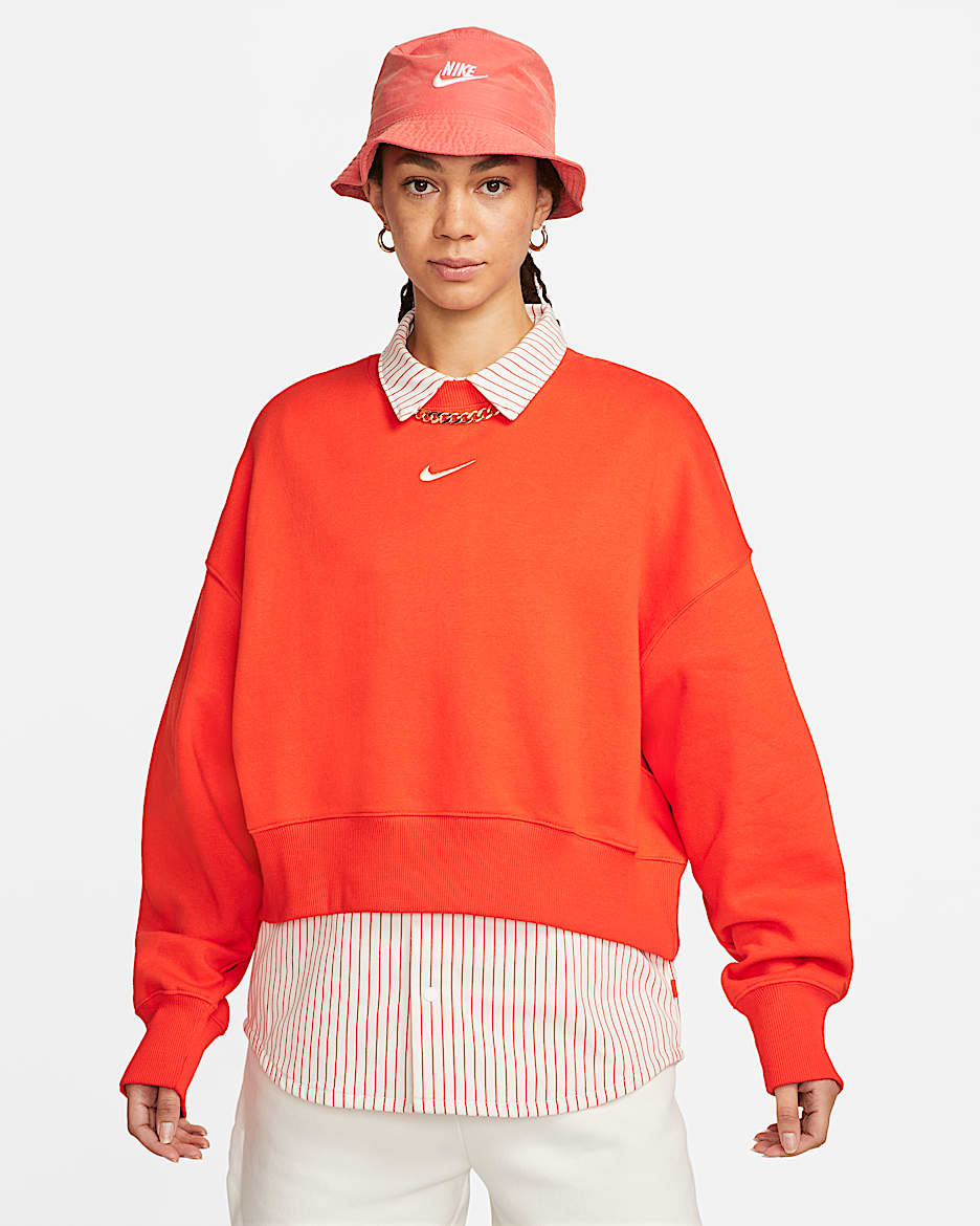 Nike Sportswear Phoenix Fleece Women's Over-Oversized Crew-Neck Sweatshirt - Picante Red/Sail