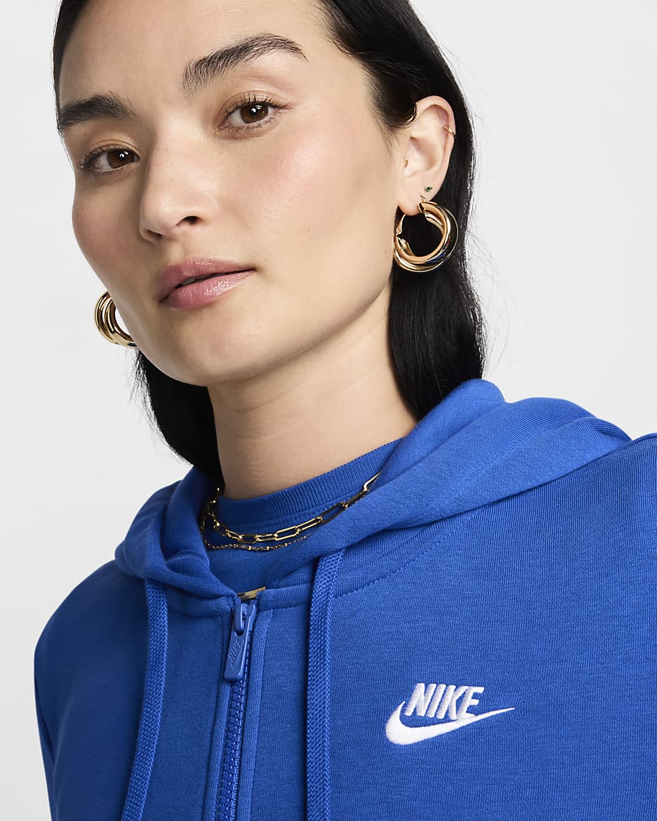 Sudadera con gorro de cierre completo para mujer Nike Sportswear Club Fleece - Royal juego/Blanco