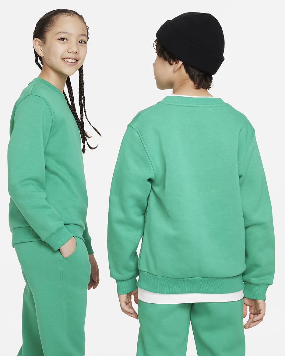 Nike Sportswear Club Fleece Sweatshirt für ältere Kinder - Stadium Green/Weiß