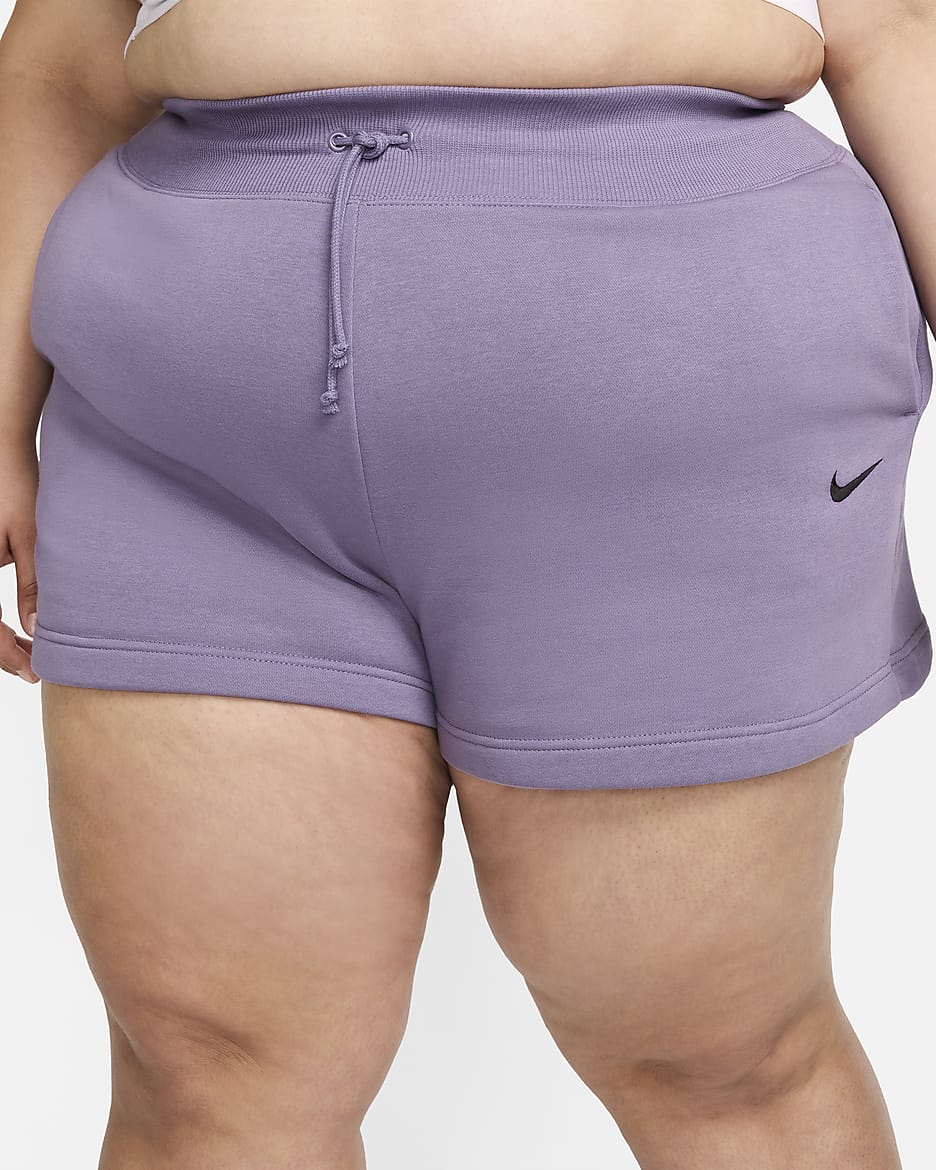 Nike Sportswear Phoenix Fleece Women's High-Waisted Loose Shorts (Plus Size) - Daybreak/Black