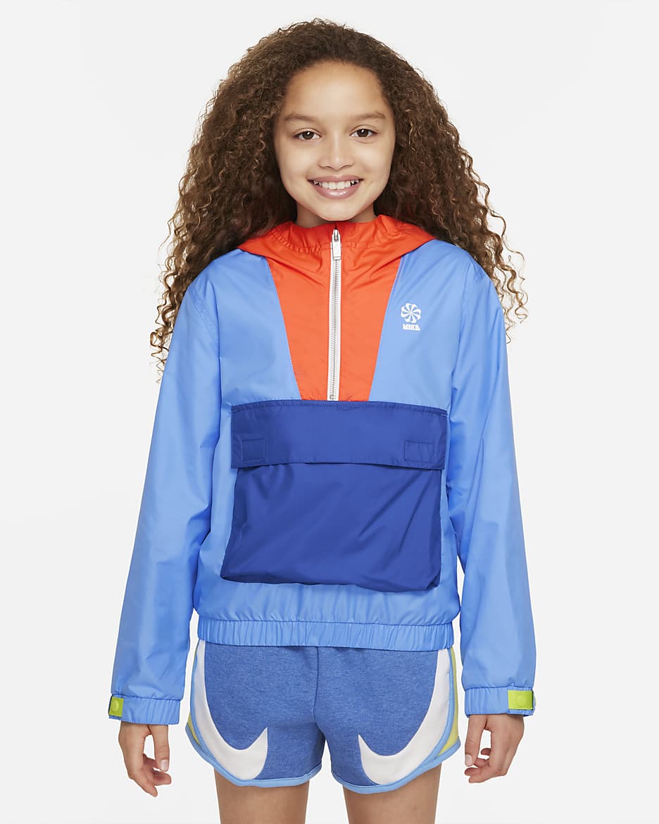 Nike Sportswear Circa 72 Big Kids' Jacket - University Blue/Rush Orange/Game Royal/Vivid Sulfur