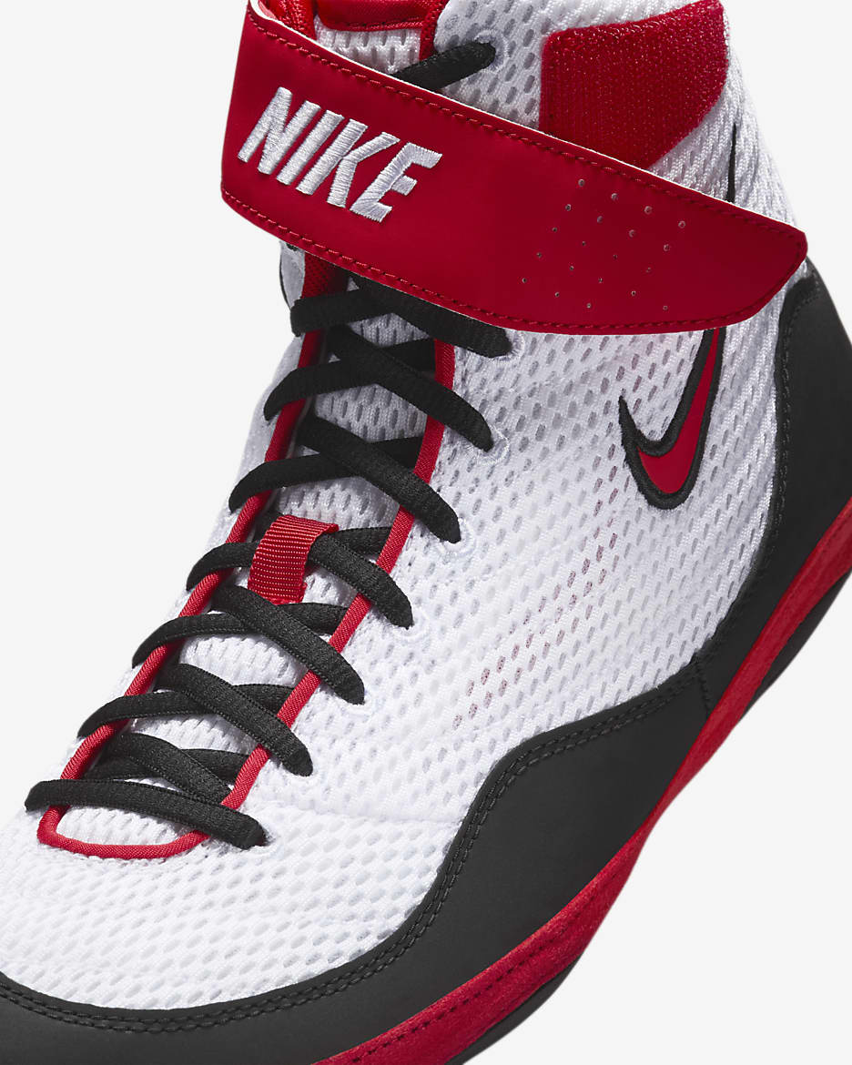 Nike Inflict Wrestling Shoes - White/Black/University Red