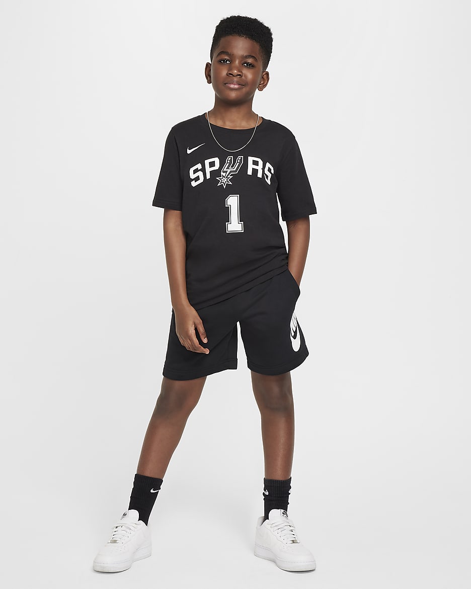 Victor Wembanyama San Antonio Spurs Essential Older Kids' Nike NBA T-Shirt - Black