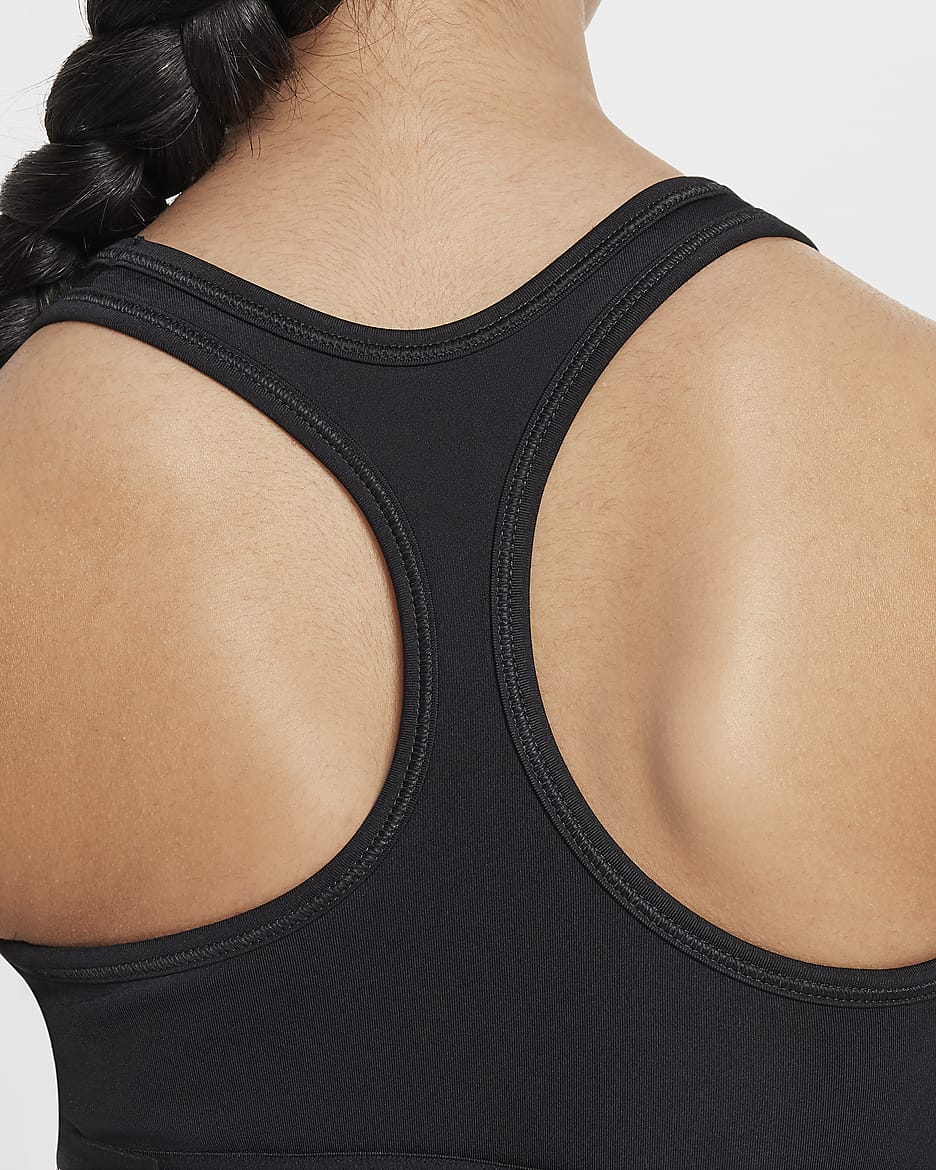 Brassière de sport Nike Swoosh EasyOn pour ado (fille) - Noir/Blanc