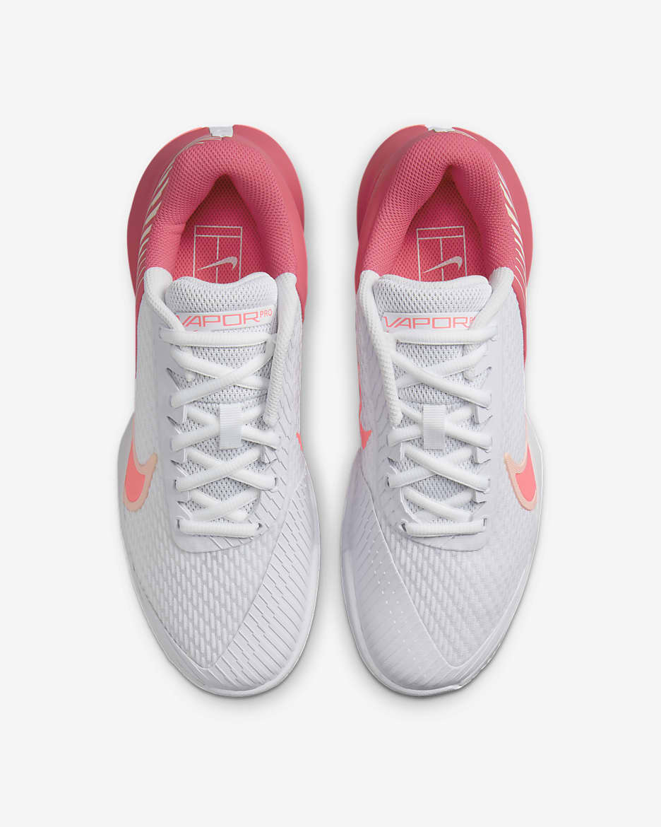 Tenis de tenis para cancha dura para mujer NikeCourt Air Zoom Vapor Pro 2 - Blanco/Rosa margarita/Tinte carmesí/Ponche cálido