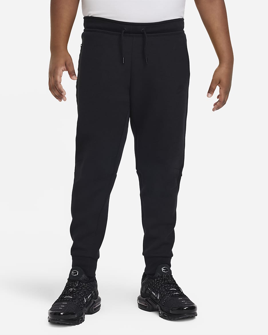 Nike Sportswear Tech Fleece Hose für ältere Kinder (Jungen) (erweiterte Größe) - Schwarz/Schwarz/Schwarz