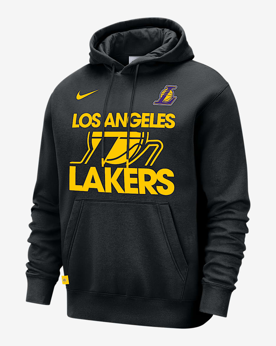 Los Angeles Lakers Club Courtside Men's Nike NBA Pullover Hoodie - Black/Amarillo