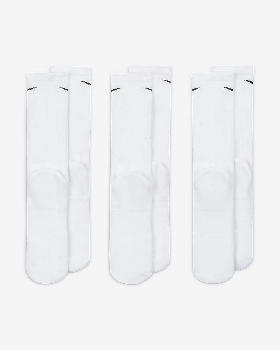 Nike Everyday Cushioned crew trainingssokken (3 paar) - Wit/Zwart