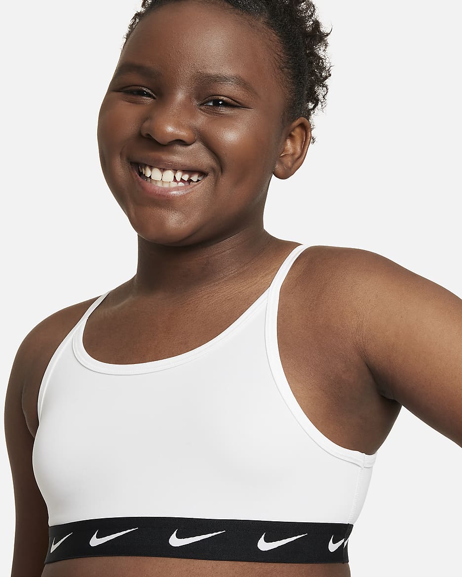 Nike Dri-FIT One sport-bh voor meisjes (ruimere maten) - Wit/Zwart