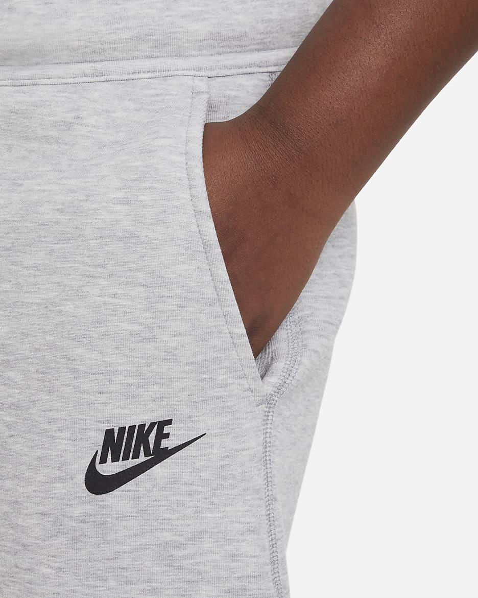 Nike Sportswear Tech Fleece Older Kids' (Boys') Trousers (Extended Size) - Dark Grey Heather/Black/Black