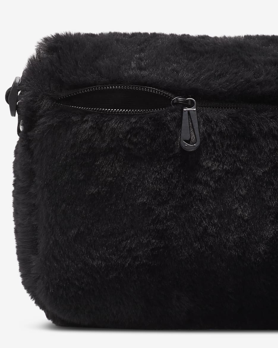 Nike Sportswear Futura 365 Faux Fur Cross-Body Bag (1L) - Black/Black/White