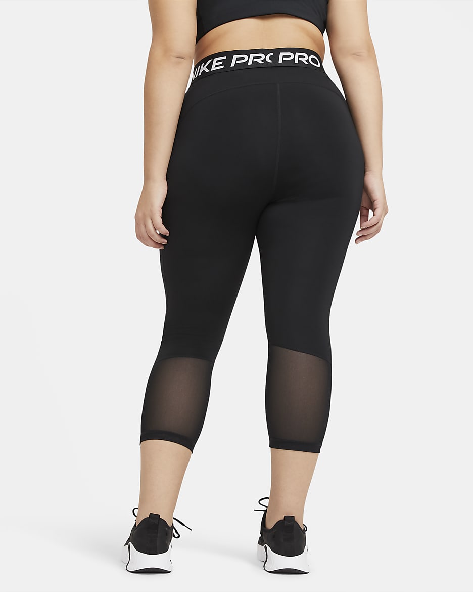 Nike Pro Korte legging met halfhoge taille voor dames (Plus Size) - Zwart/Wit