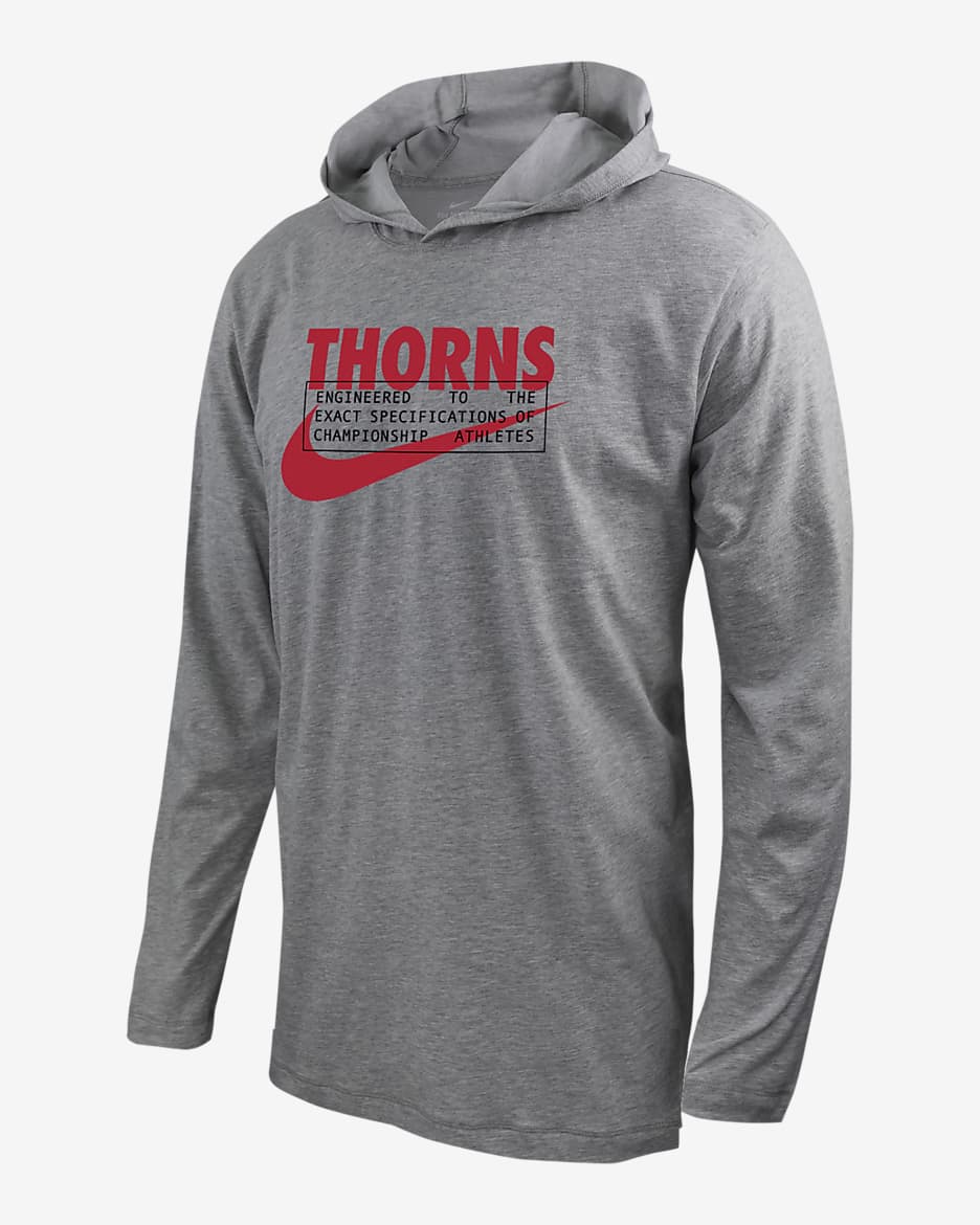 Portland Thorns Men's Nike Soccer Long-Sleeve Hooded T-Shirt - Dark Grey Heather