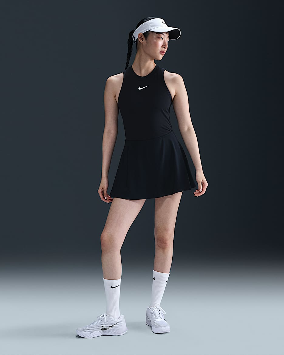 Falda de tenis Dri-FIT corta con volantes para mujer Nike Victory - Negro/Blanco