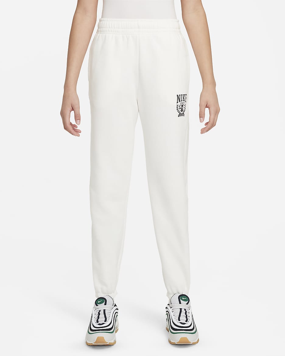 Nike Sportswear Older Kids' (Girls') Oversized Fleece Trousers - Sail