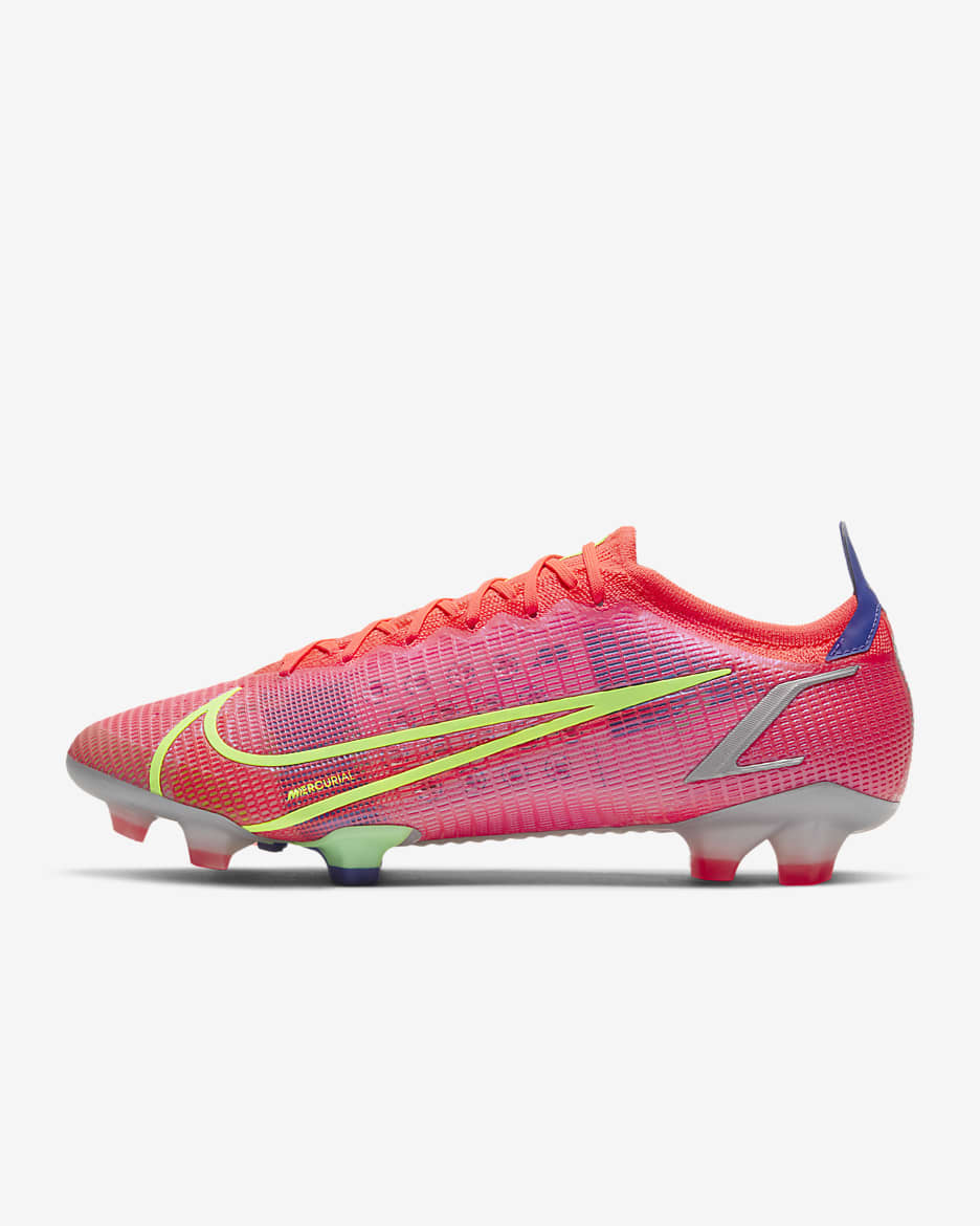 Chaussure de football à crampons pour terrain sec Nike Mercurial Vapor 14 Elite FG - Bright Crimson/Indigo Burst/Blanc/Metallic Silver